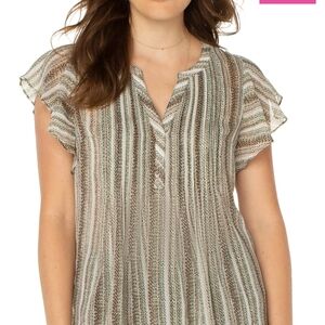 Women's Liverpool Popover‎ Flutter Sleeve Blouse With Animal Multi Colored Print